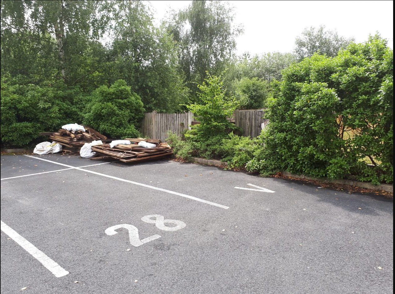 Dumped waste in the Block 2 car park at Kings Park before June 2019